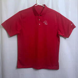 Nike Golf Polo Shirt Men's Large L Red "The PC Cup" Embroidered